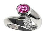 Tommaso Design™ Oval 7x5mm Simulated Pink Topaz And Genuine Diamond Ring