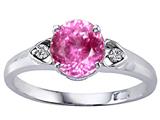 Tommaso Design™ Round 7mm Created Pink Sapphire and Genuine Diamond Ring