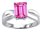 Tommaso Design™ Emerald Cut 8 x 6mm Simulated Pink Topaz Solitaire Ring