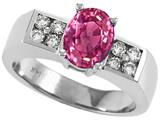 Tommaso Design™ Oval 8x6mm Created Pink Sapphire and Genuine Diamond Ring