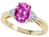 Tommaso Design™ Oval 8x6mm Simulated Pink Topaz And Genuine Diamond Ring