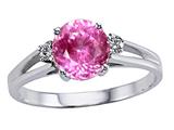 Tommaso Design™ Round 7mm Created Pink Sapphire and Genuine Diamond Ring