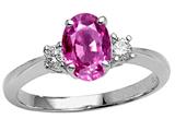 Tommaso Design™ Oval 9 x 7mm Simulated Pink Topaz And Genuine Diamond Engagement Ring