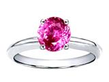 Tommaso Design™ 7mm Round Lab Created Pink Sapphire Solitaire Engagement Ring