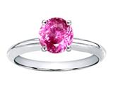Tommaso Design™ Round 7mm Simulated Pink Topaz Engagement Ring