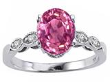 Tommaso Design™ Oval 9x7mm Created Pink Sapphire and Genuine Diamond Ring