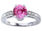 Tommaso Design™ Round 7mm Simulated Pink Topaz And Genuine Diamond Engagement Ring