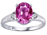 Tommaso Design™ Oval 9x7mm Created Pink Sapphire and Genuine Diamond Ring
