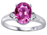 Tommaso Design™ Oval 9x7mm Simulated Pink Topaz And Genuine Diamond Ring
