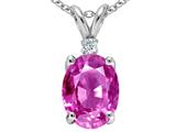 Tommaso Design™ Oval 8x6mm Simulated Pink Topaz And Genuine Diamond Pendant