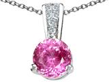 Tommaso Design™ Round 7mm Simulated Pink Topaz And Genuine Diamond Pendant