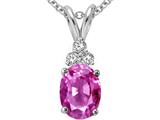 Tommaso Design™ Oval 8x6 mm Simulated Pink Topaz And Genuine Diamond Pendant