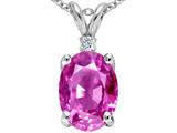 Tommaso Design™ Oval 9x7mm Simulated Pink Topaz And Genuine Diamond Pendant