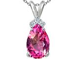 Tommaso Design™ Lab Created Pink Sapphire and Genuine Diamonds Pendant