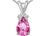 Tommaso Design™ Pear Shape 8x6mm Simulated Pink Topaz And Genuine Diamond Pendant