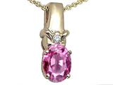Tommaso Design™ Oval 8x6 mm Simulated Pink Topaz And Genuine Diamond Pendant