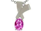Tommaso Design™ Oval 7x5 mm Simulated Pink Topaz And Genuine Diamond Pendant