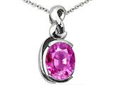 Tommaso Design™ Oval 9x7mm Created Pink Sapphire Pendant
