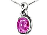 Tommaso Design™ Oval 9x7mm Simulated Pink Topaz Pendant