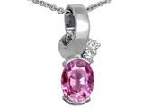 Tommaso Design™ Oval 8x6 mm Simulated Pink Topaz And Genuine Diamond Pendant