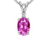 Tommaso Design™ Oval 7x5 mm Simulated Pink Topaz And Genuine Diamond Pendant