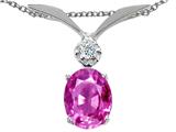 Tommaso Design™ Oval 7x5mm Simulated Pink Topaz And Genuine Diamond Pendant