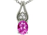 Tommaso Design™ Oval 7x5 mm Simulated Pink Topaz And Genuine Diamond Pendant