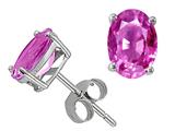 Tommaso Design™ Oval 7x5mm Created Pink Sapphire Earring Studs