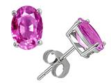 Tommaso Design™ Oval 7x5mm Simulated Pink Topaz Earring Studs