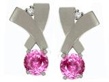 Tommaso Design™ Round 5mm Created Pink Sapphire and Genuine Diamonds Earrings