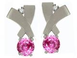 Tommaso Design™ Round 5mm Simulated Pink Topaz And Genuine Diamonds Earrings