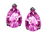 Tommaso Design™ Pear Shape 8x6mm Created Pink Sapphire Earring Studs