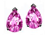 Tommaso Design™ Pear Shape 8x6mm Simulated Pink Topaz Earring Studs