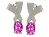 Tommaso Design™ Oval 6x4mm Simulated Pink Topaz And Genuine Diamond Earring Studs