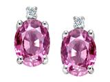 Tommaso Design™ Oval 8x6mm Simulated Pink Topaz And Genuine Diamonds Earrings