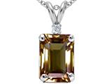 Tommaso Design™ Emerald Cut 9x7 mm Genuine Smoky Quartz and Diamond Pendant