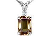 Tommaso Design™ Emerald Cut 8x6mm Genuine Smoky Quartz and Diamond Pendant