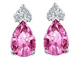Tommaso Design™ Pear Shape 8x6mm Created Pink Sapphire and Genuine Diamond Earring Studs