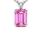 Tommaso Design™ Emerald Cut 10x8 mm Simulated Pink Topaz Pendant