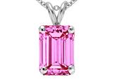 Tommaso Design™ Emerald Cut 10x8 mm Created Pink Sapphire Pendant
