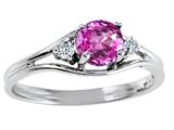 Tommaso Design™ Round 5mm Simulated Pink Topaz And Genuine Diamond Ring