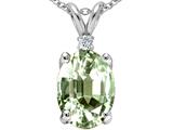 Tommaso Design™ Oval 9x7 mm Genuine Green Amethyst and Diamond Pendant