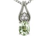 Tommaso Design™ Oval 7x5mm Genuine Green Amethyst and Diamond Pendant