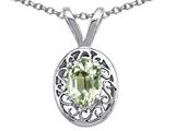 Tommaso Design™ Genuine Green Amethyst Oval Pendant
