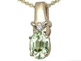 Tommaso Design™ Oval 8x6 mm Genuine Green Amethyst Pendant