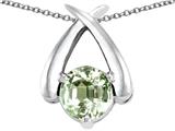 Tommaso Design™ Round 7mm Genuine Green Amethyst Pendant