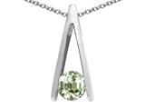Tommaso Design™ Round 5mm Genuine Green Amethyst Pendant