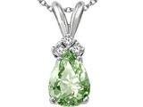Tommaso Design™ Pear Shape 8x6mm Genuine Green Amethyst and Diamond Pendant