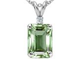 Tommaso Design™ Emerald Cut 9x7 mm Genuine Green Amethyst and Diamond Pendant
