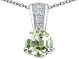 Tommaso Design™ Round Genuine Green Amethyst and Diamond Pendant